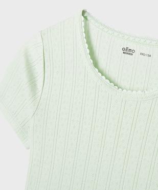 Tee-shirt manches courtes en jersey de coton ajouré fille vue2 - GEMO 4G FILLE - GEMO