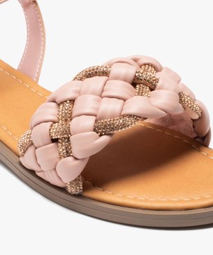 Sandales femme plates à bride tressée et à strass vue6 - GEMO (CASUAL) - GEMO