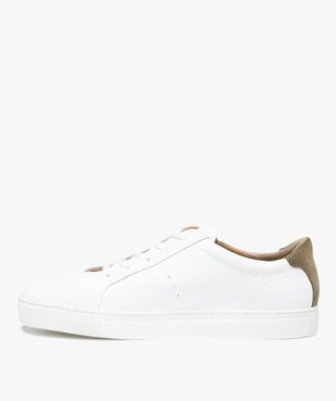 Baskets homme unies dessus et intérieur cuir – Tanéo vue3 - TANEO - GEMO