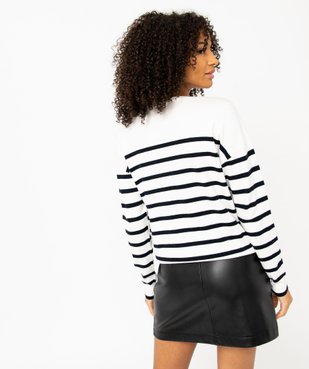 Pull rayé en maille fine avec col rond femme vue3 - GEMO 4G FEMME - GEMO