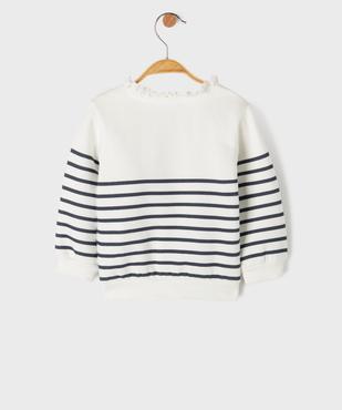 Sweat rayé à col dentelle bébé fille vue3 - LULU CASTAGNETTE GEMO FOR GOOD - GEMO