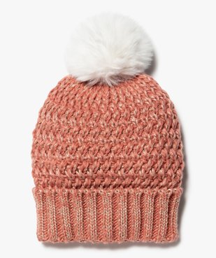 Bonnet fille en grosse maille brillante à pompon peluche vue1 - GEMO (ENFANT) - GEMO