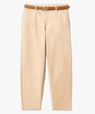 Pantalon en twill de coton avec ceinture tressée femme vue4 - GEMO(FEMME PAP) - GEMO