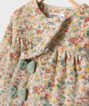 Pyjama en velours à motifs fleuris ouverture devant bébé fille vue3 - GEMO 4G BEBE - GEMO