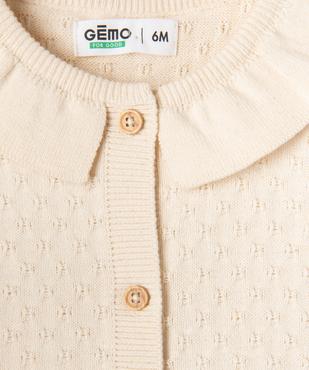 Gilet brassière en maille fantaisie avec col Claudine bébé fille vue2 - GEMO(BB COUCHE) - GEMO