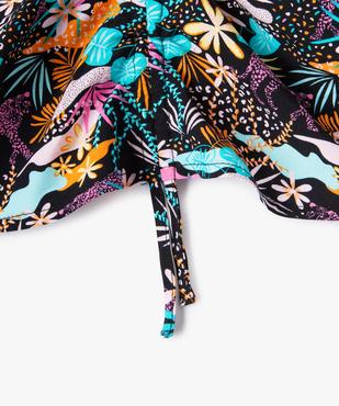 Blouse fille courte à dos smocké motif tropical vue2 - GEMO (JUNIOR) - GEMO