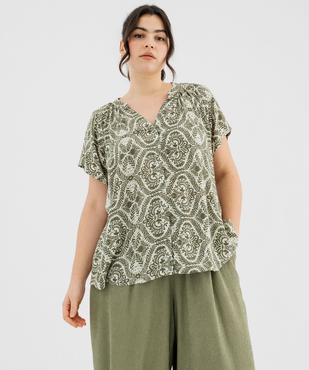 Blouse à manches courtes imprimée femme grande taille vue1 - GEMO (G TAILLE) - GEMO