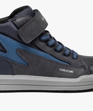 Baskets garçon mid-cut bicolores à lacets et scratch - Geox vue6 - GEOX - GEMO