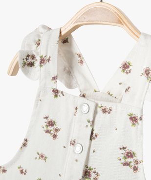 Salopette courte bébé fille en jean à fleurs vue2 - GEMO 4G BEBE - GEMO