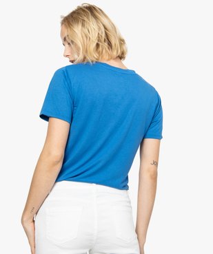 Tee-shirt femme imprimé à manches courtes et col V vue3 - FOLLOW ME - GEMO