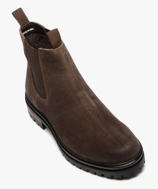 Boots homme crantées style Chelsea dessus cuir – Taneo vue5 - TANEO - GEMO