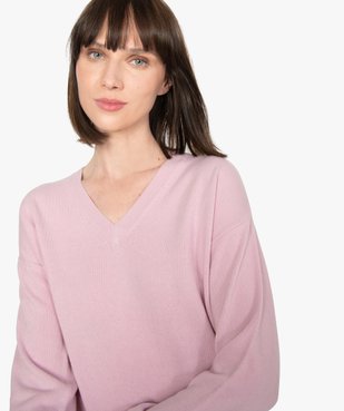 Pull femme à col V en maille ultra douce vue2 - GEMO (MAILLE) - GEMO
