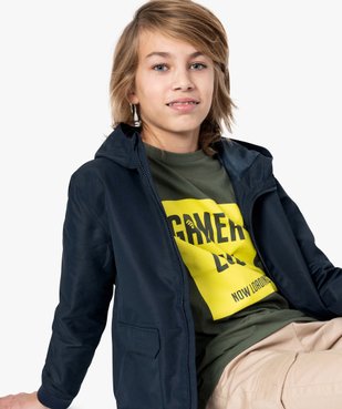 Blouson garçon à capuche en matière déperlante vue1 - GEMO (JUNIOR) - GEMO