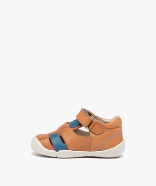 Chaussures premiers pas bébé garçon en cuir bicolore et à scratch - Kickers vue3 - KICKERS - GEMO