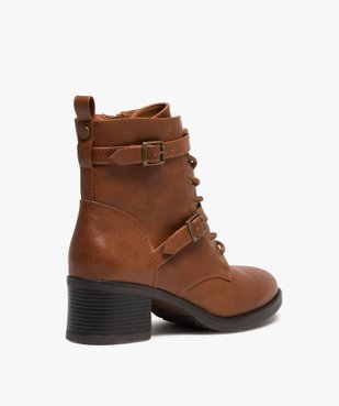 Boots femme unies à talon avec lacets et brides vue4 - GEMO(URBAIN) - GEMO