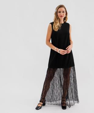 Robe longue sans manches avec empiècement dentelle femme vue2 - GEMO(FEMME PAP) - GEMO