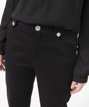 Pantalon femme en toile extensible avec boutons fantaisie vue2 - GEMO(FEMME PAP) - GEMO