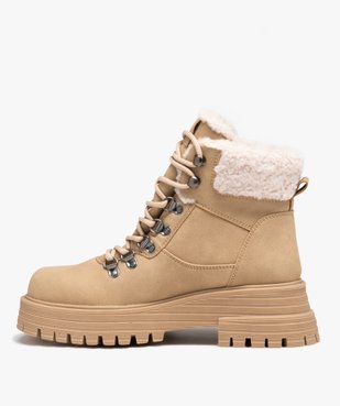 Boots femme unies en suédine fourrées et à col en sherpa vue4 - GEMO (CASUAL) - GEMO