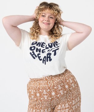 Tee-shirt femme grande taille à manches courtes avec inscription  vue1 - GEMO (G TAILLE) - GEMO