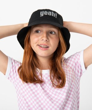 Tee-shirt fille imprimé damier avec détails contrastants vue1 - GEMO (JUNIOR) - GEMO