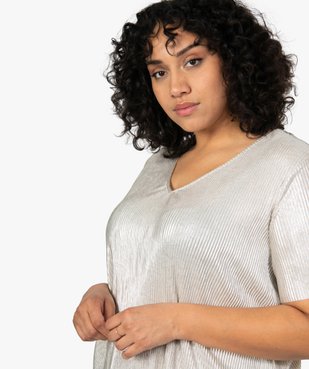 Tee-shirt femme grande taille plissé en Lurex vue2 - GEMO (G TAILLE) - GEMO
