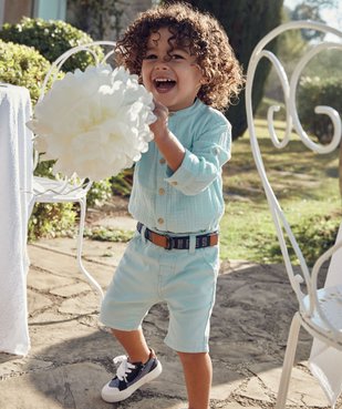 Bermuda bébé garçon en toile avec ceinture amovible vue6 - GEMO(BEBE DEBT) - GEMO