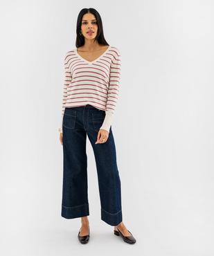 Pull fin en viscose avec col V et boutons aux poignets femme vue4 - GEMO 4G FEMME - GEMO