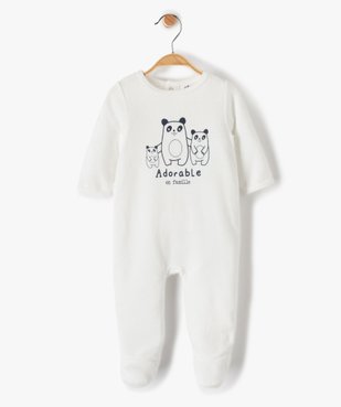 Pyjama bébé en velours avec message sur le buste vue1 - GEMO(BB COUCHE) - GEMO