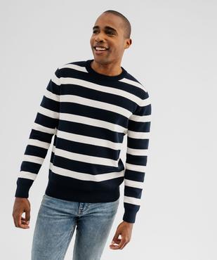 Pull rayé en coton homme vue1 - GEMO 4G HOMME - GEMO