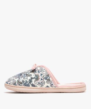 Chaussons mules en toile à motifs fleuris femme vue3 - GEMO 4G FEMME - GEMO