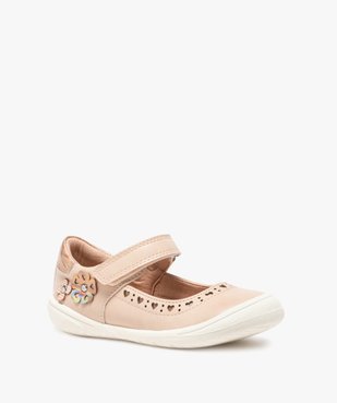 Ballerines fille babies à scratch avec fleurs irisées vue2 - GEMO (ENFANT) - GEMO