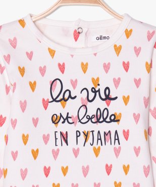 Pyjama bébé 2 pièces motif cœurs vue2 - GEMO C4G BEBE - GEMO
