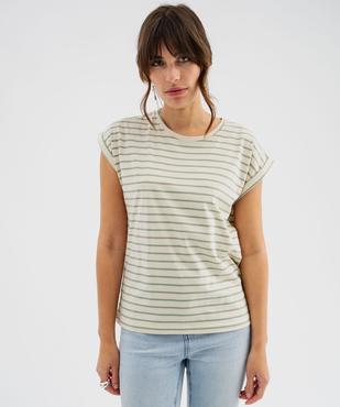 Tee-shirt rayé à manches ultra courtes femme vue2 - GEMO 4G FEMME - GEMO