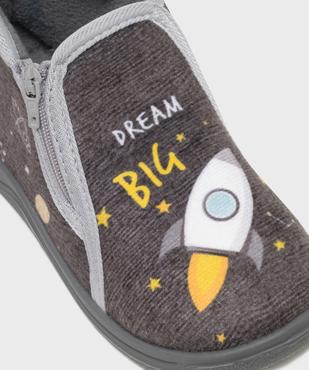 Chaussons en velours montants à zip imprimé fusée garçon vue6 - GEMO (ENFANT) - GEMO