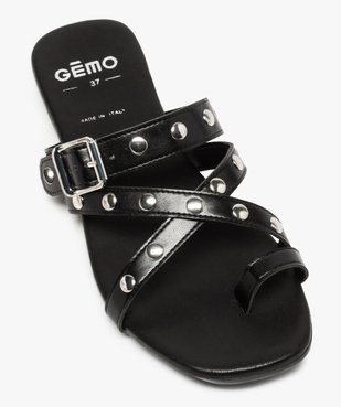 Mules femme à talon plat et brides croisées à clous vue5 - GEMO (CASUAL) - GEMO