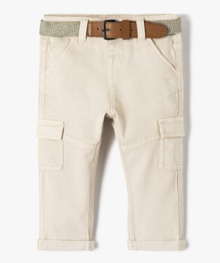 Pantalon bébé garçon cargo avec ceinture chinée - LuluCastagnette vue1 - LULUCASTAGNETTE - GEMO