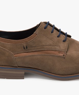 Derbies homme dessus en cuir velours et bout perforé vue6 - GEMO(URBAIN) - GEMO
