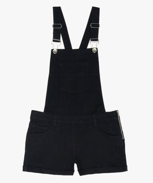 Salopette courte fille en jean noir vue1 - GEMO (JUNIOR) - GEMO