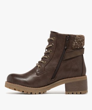 Bottines fourrées crantées à talon et haut de tige en maille tricotée femme vue4 - GEMO(URBAIN) - GEMO