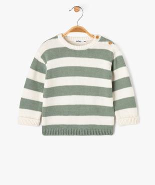 Pull en grosse maille à larges rayures bébé garçon vue1 - GEMO 4G BEBE - GEMO