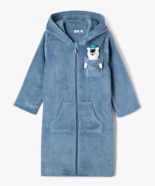 Robe de chambre à capuche en maille peluche garçon vue1 - GEMO (ENFANT) - GEMO