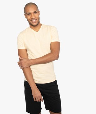 Tee-shirt homme à manches courtes et col V coupe slim vue1 - GEMO (HOMME) - GEMO