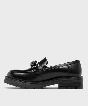 Mocassins dessus cuir avec chaine et semelle crantée femme - Tanéo vue3 - TANEO - GEMO