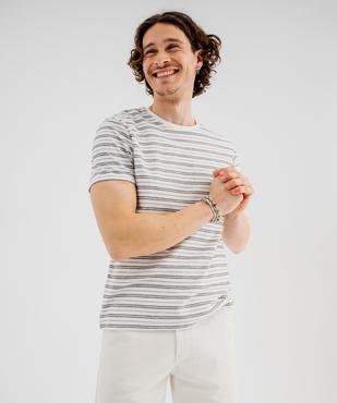 Tee-shirt manches courtes rayé en maille piquée homme vue1 - GEMO 4G HOMME - GEMO
