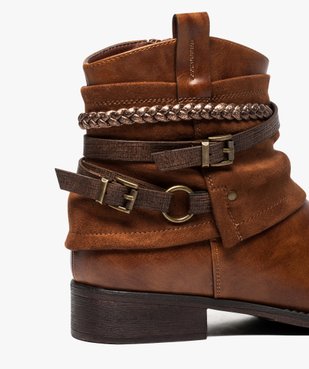 Boots femme talon plat zippés à brides décoratives vue6 - Nikesneakers (CASUAL) - Nikesneakers