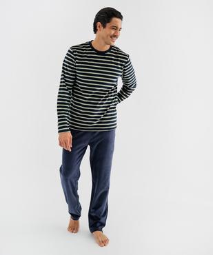 Pyjama en velours avec haut rayé homme vue1 - GEMO 4G HOMME - GEMO