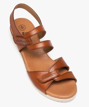 Sandales femme compensées à brides scratch en cuir vue5 - GEMO(URBAIN) - GEMO