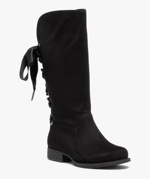 Bottes en suédine à tige lacée fille vue2 - GEMO (ENFANT) - GEMO