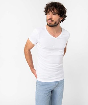 Tee-shirt homme à manches courtes et col V en coton biologique (lot de 2) vue2 - GEMO 4G HOMME - GEMO