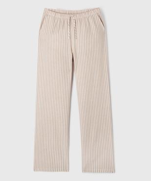 Pantalon large en lin rayé fille vue5 - GEMO 4G FILLE - GEMO